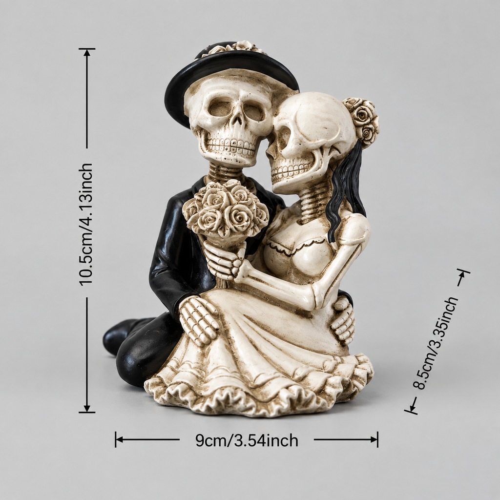 Skeleton Couple Statue, Gothic Wedding Decor, Day of the Dead Figurine, Romantic Halloween Gift, Macabre Home Accent, Dark Love Sculpture