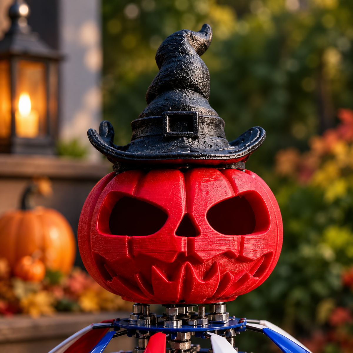 Halloween Pumpkin Garden Stakes, Witch Hat Yard Decor, Fall Outdoor Decoration, Spooky Lawn Ornament, Autumn Patio Accent, Seasonal Gift.