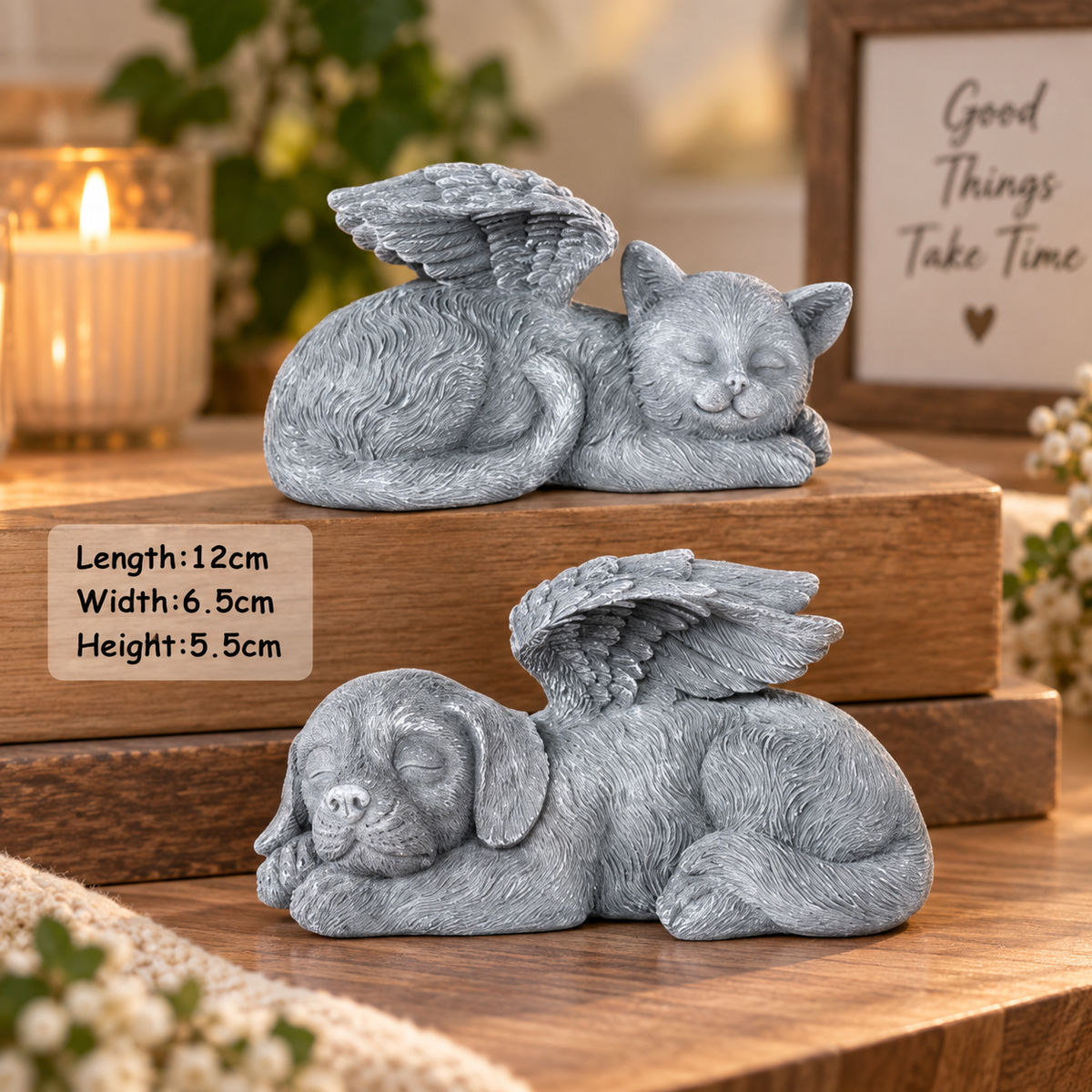 Sleeping Bunny Statue, Angel Rabbit Figurine, Garden Decor, Memorial Gift, Rustic Home Accent, Woodland Animal Sculpture, Easter Decor