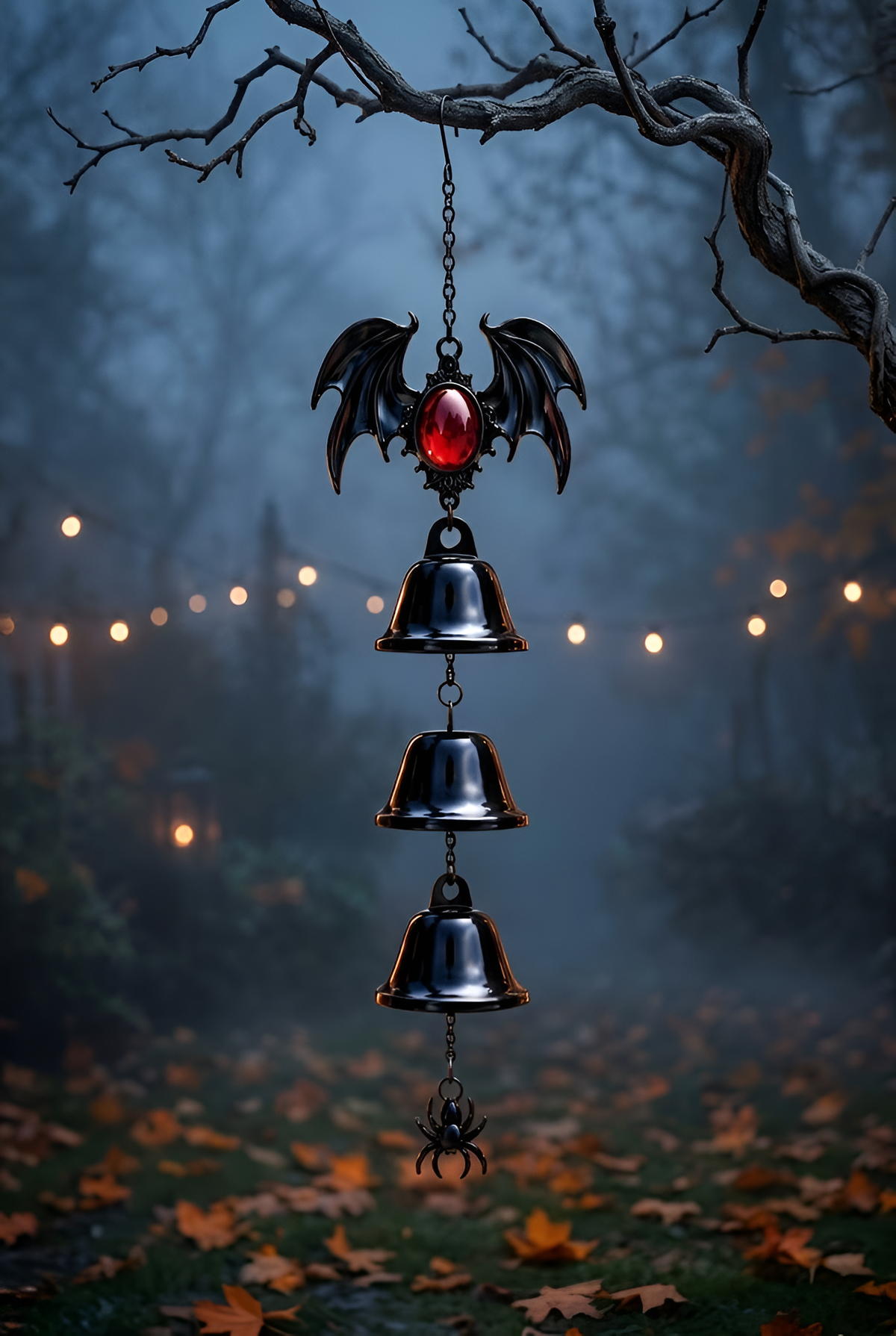 Halloween Bat Wind Chime, Gothic Outdoor Decor, Hanging Bell, Spooky Porch Ornament, Garden Accent, Witchy Patio Gift, Entryway Accent