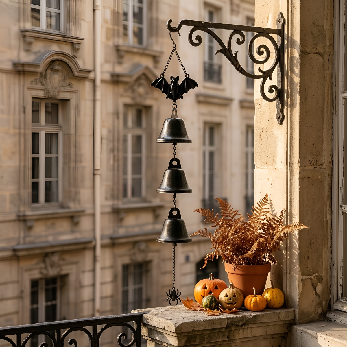 Gothic Bat Door Bell, Halloween Hanging Bells, Witchy Outdoor Decor, Spooky Porch Chime, Haunted House Garden Ornament, Autumn Gift