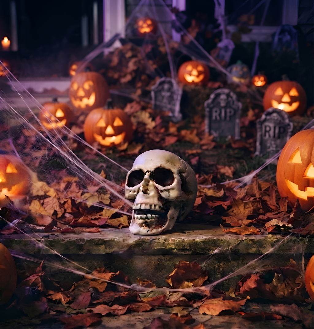 Halloween Skull Decor, Gothic Skeleton Head, Spooky Tabletop Statue, Haunted House Accent, Macabre Party Display, Horror Gift
