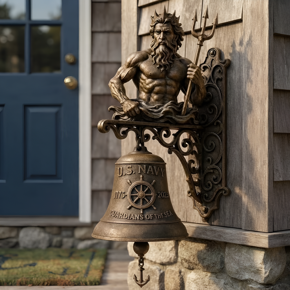 Door Bell, Nautical Ship Bell, Poseidon Wall Decor, Coastal Entryway Accent, Ocean Housewarming Gift, Maritime Decor