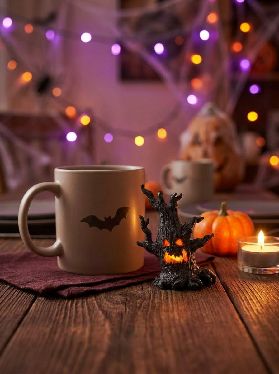 Halloween Tree Figurine, Spooky Pumpkin Decor, Haunted Tree Statue, Gothic Table Centerpiece, Witchy Home Accent, Fall Party Decoration