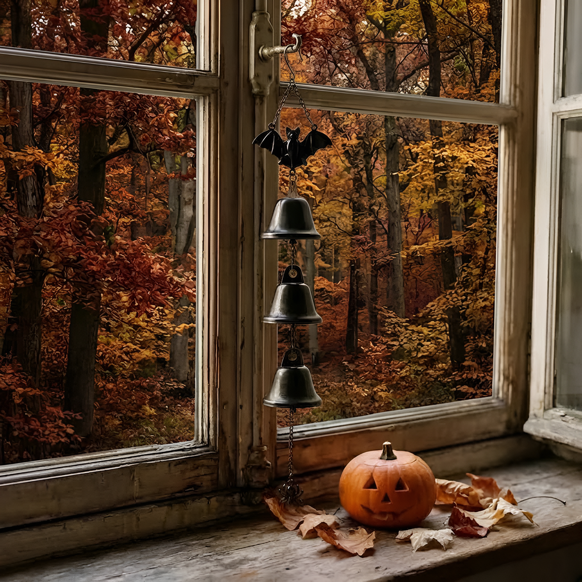 Gothic Bat Door Bell, Halloween Hanging Bells, Witchy Outdoor Decor, Spooky Porch Chime, Haunted House Garden Ornament, Autumn Gift