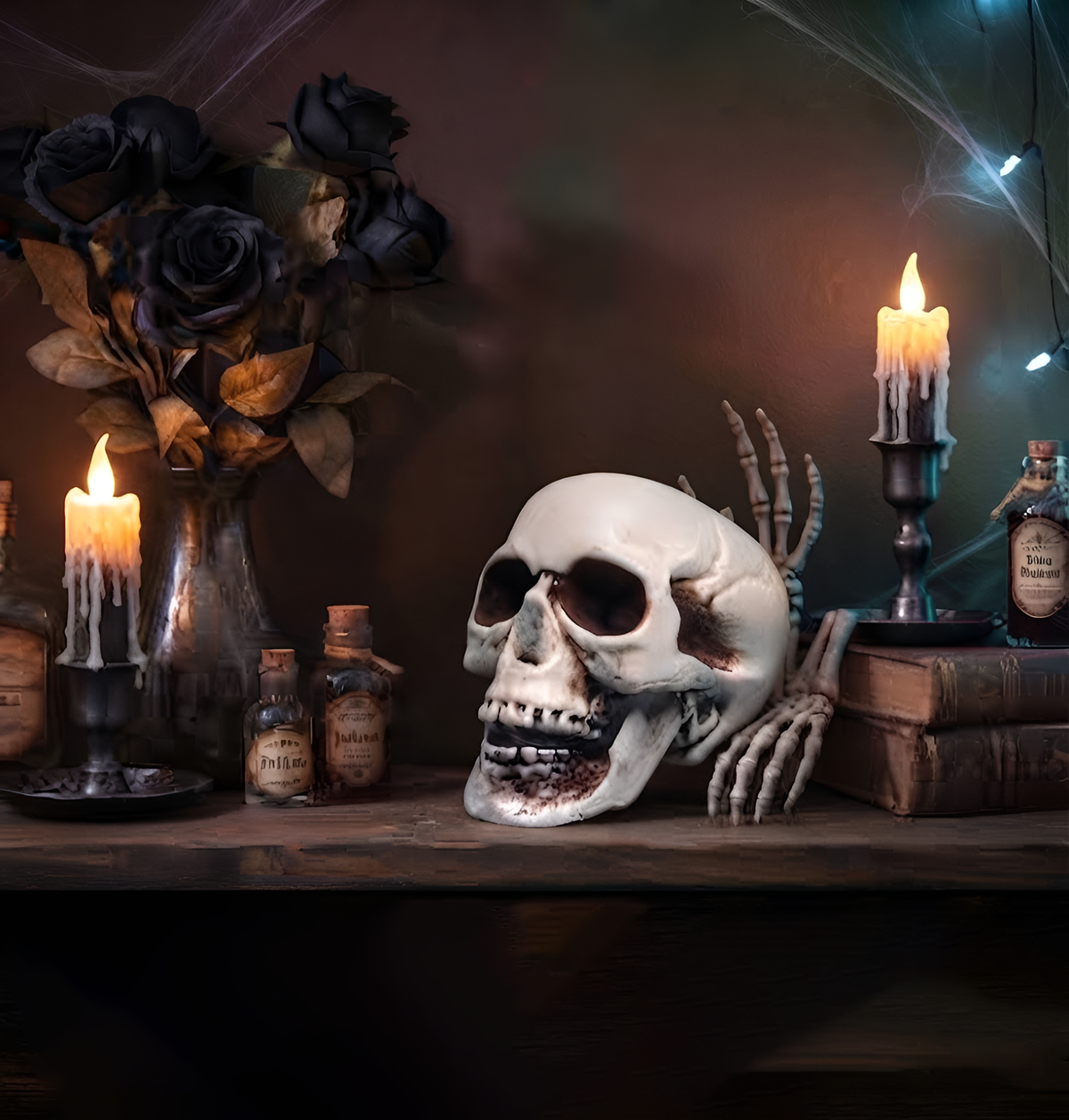 Halloween Skull Decor, Gothic Skeleton Head, Spooky Tabletop Statue, Haunted House Accent, Macabre Party Display, Horror Gift