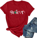 Christmas Believe Tree Shirt Cute Short Sleeve Christmas Outfits