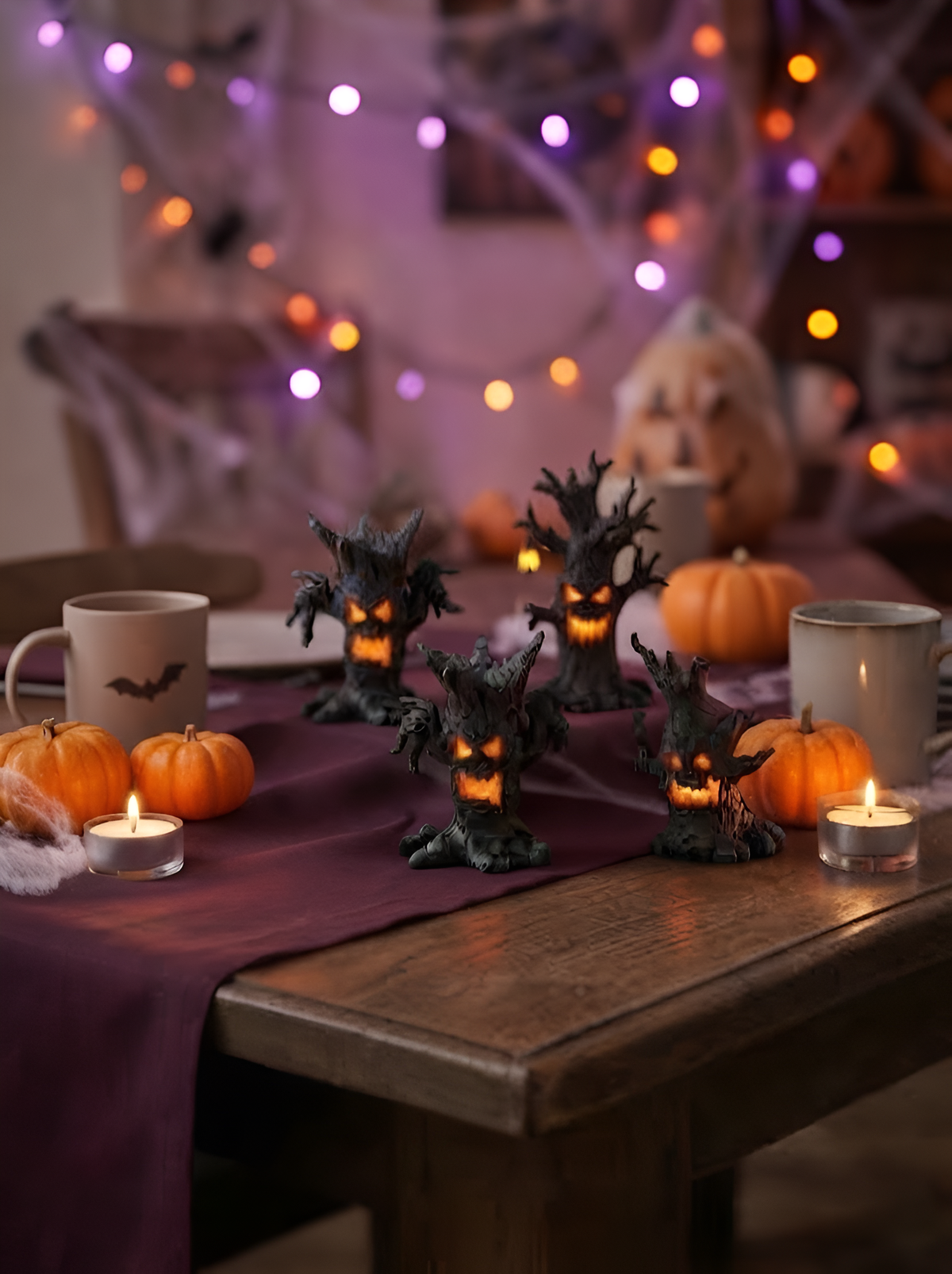 Halloween Tree Figurine, Spooky Pumpkin Decor, Haunted Tree Statue, Gothic Table Centerpiece, Witchy Home Accent, Fall Party Decoration
