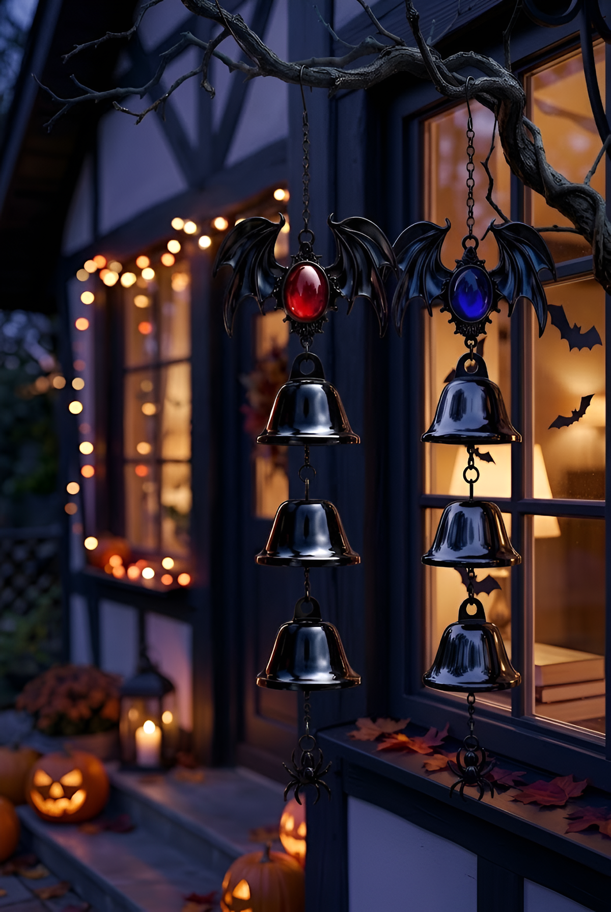 Halloween Bat Wind Chime, Gothic Outdoor Decor, Hanging Bell, Spooky Porch Ornament, Garden Accent, Witchy Patio Gift, Entryway Accent