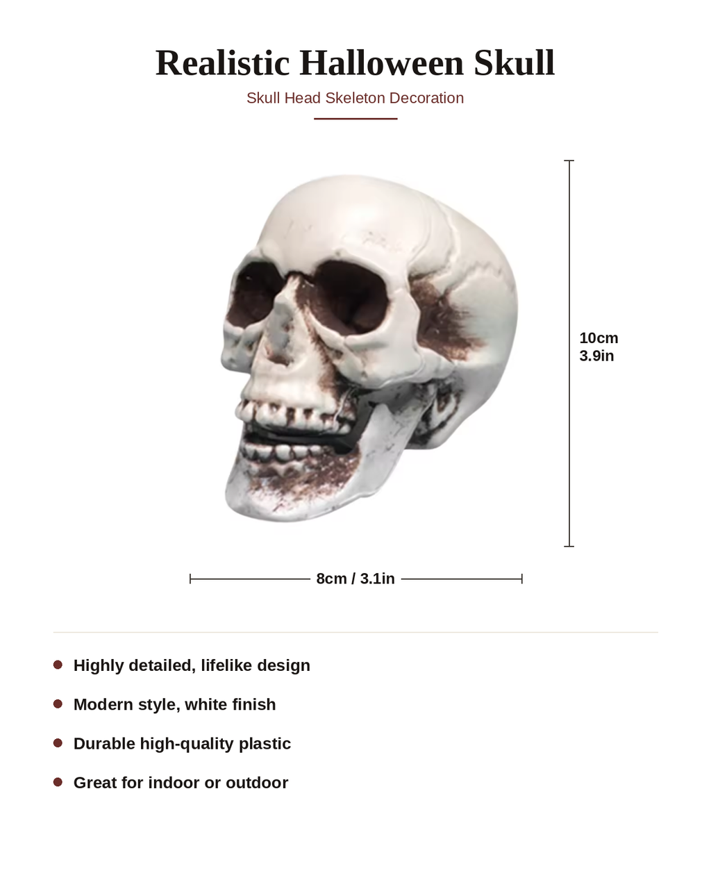 Halloween Skull Decor, Gothic Skeleton Head, Spooky Tabletop Statue, Haunted House Accent, Macabre Party Display, Horror Gift