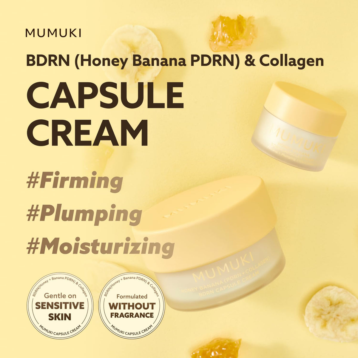 Honey Banana PDRN Cream | Korean anti Aging Face Moisturizer with Plant PDRN, Collagen & Ceramide | Firming, Plumping & Hydrating Capsule Cream for Glass Skin Glow | BDRN K-Beauty, 0.5 Fl Oz