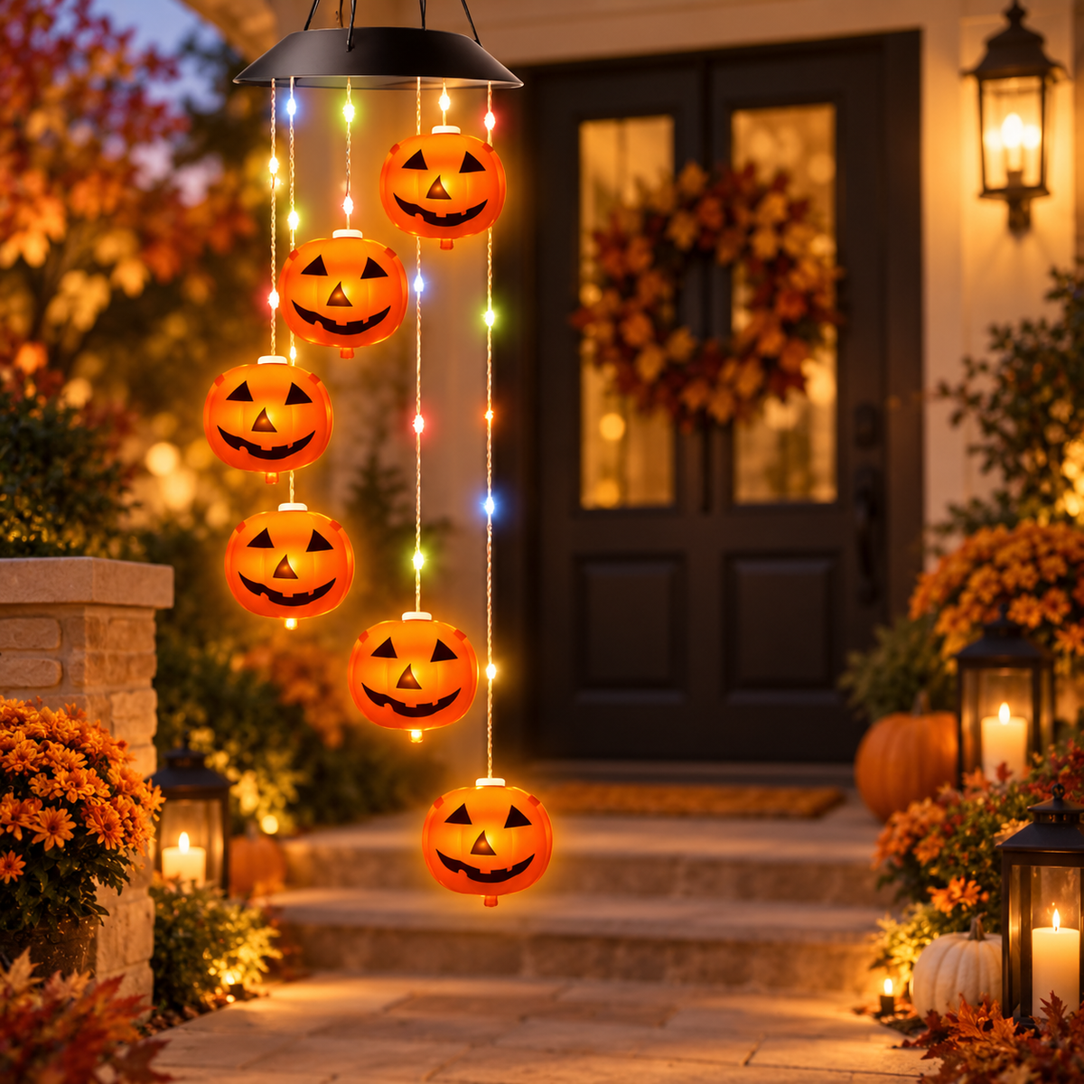 Halloween Pumpkin Light, Jack O Lantern Hanging Decor, Outdoor Porch String Light, Fall Party Decoration, Autumn Accent, Spooky Display Yard
