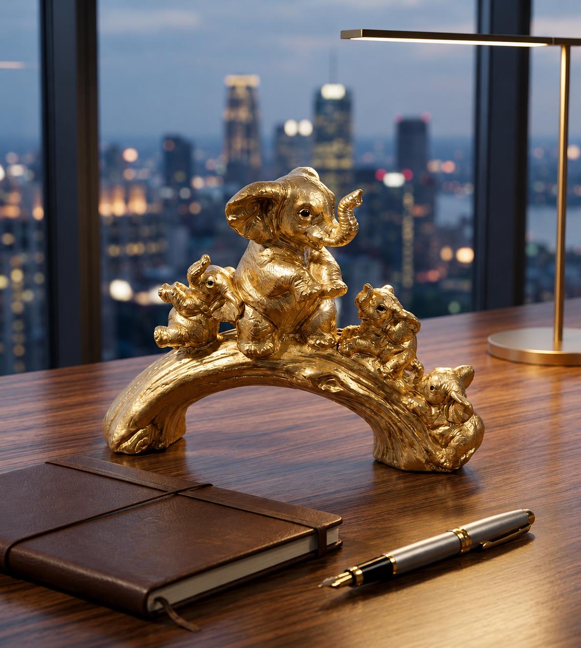 Gold Animal Sculpture Arch Decor, Luxury Desk Ornament, Vintage Style Figurine, Elegant Office Shelf Accent, Unique Gift.