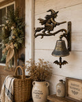 Witch Bell Wall Decor, Halloween Witch Broom Hanging, Gothic Porch Ornament, Spooky Garden Decoration, Haunted House Gift.