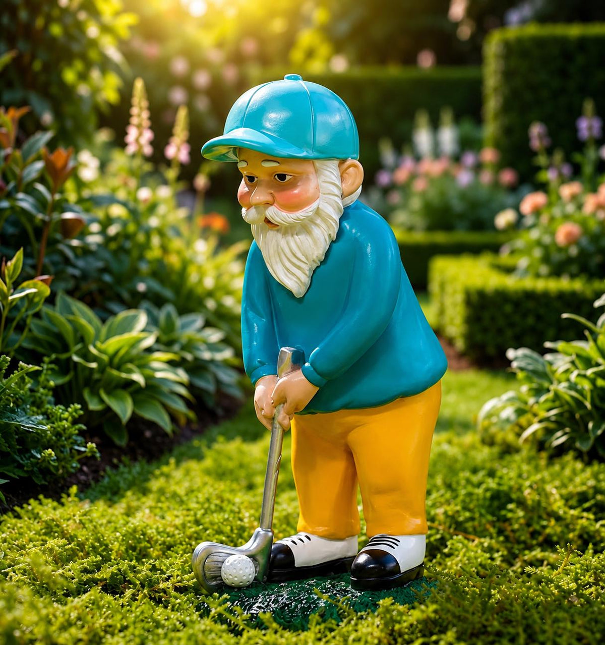 Golf Gnome Statue, Garden Decor, Golfer Gift, Lawn Ornament, Outdoor Figurine, Sports Lover Present, Whimsical Yard Accent, Clubhouse Decor.