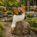 Goose Flower Planter Pot, Decorative Resin Bird Planter, Farmhouse Garden Decor, Cute Outdoor Plant Holder, Patio Ornament,Garden Decoration