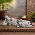 Reclining Buddha Statue, Zen Garden Sculpture, Meditation Decor, Peaceful Figurine, Buddhist Accent, Spiritual Home Ornament, Yoga Gift.