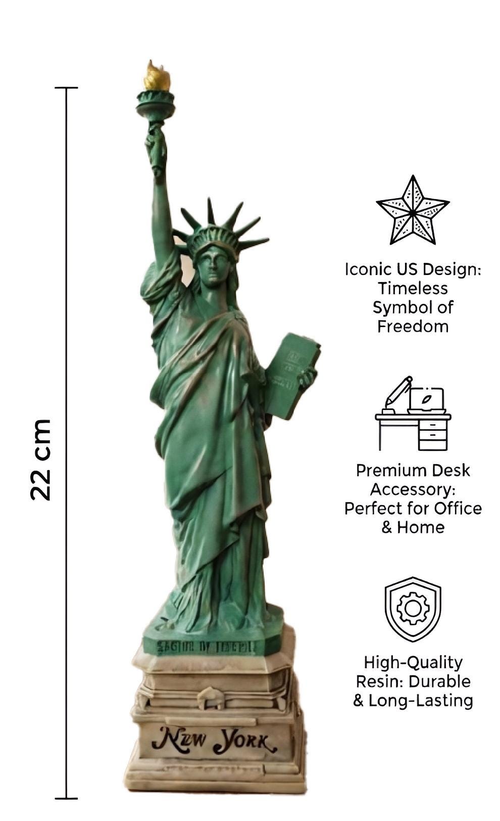 Statue of Liberty Figurine, New York City Replica Sculpture, Vintage Green Patina Torch Monument, American Landmark Desk Accent.