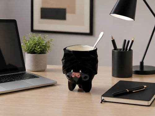 Bat Planter Pot, Black Ceramic Flower Pot, Gothic Home Decor, Cute Succulent Holder, Halloween Gift, Spooky Desk Decoration, Witchy Decor