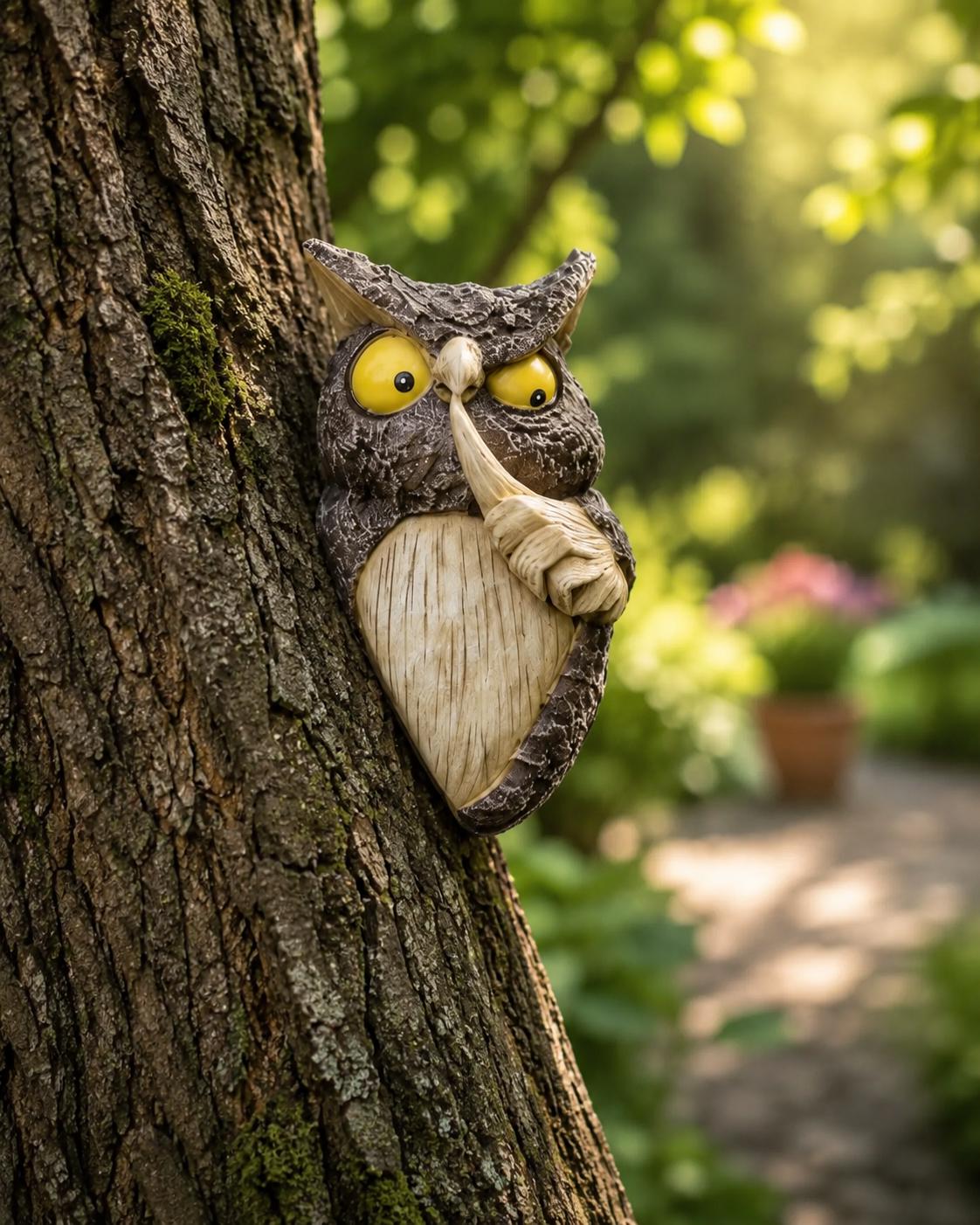 Peeking Owl Tree Decor, Resin Owl Tree Hugger, Woodland Garden Ornament, Outdoor Tree Trunk Decoration, Owl Yard Art Gift, Garden Decoration