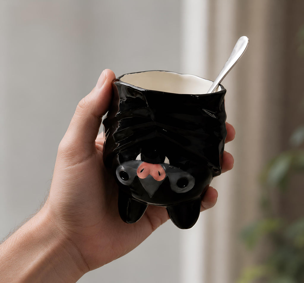 Bat Planter Pot, Black Ceramic Flower Pot, Gothic Home Decor, Cute Succulent Holder, Halloween Gift, Spooky Desk Decoration, Witchy Decor