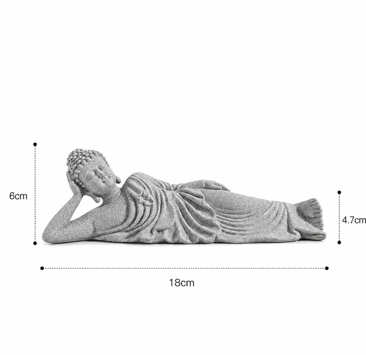 Reclining Buddha Statue, Zen Garden Sculpture, Meditation Decor, Peaceful Figurine, Buddhist Accent, Spiritual Home Ornament, Yoga Gift.