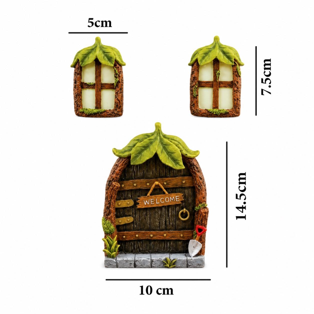 Fairy Door with Windows, Miniature Fairy Garden Door Set, Tree Fairy Door Decor, Enchanted Garden Ornament, Outdoor Garden Decor, Tree Decor