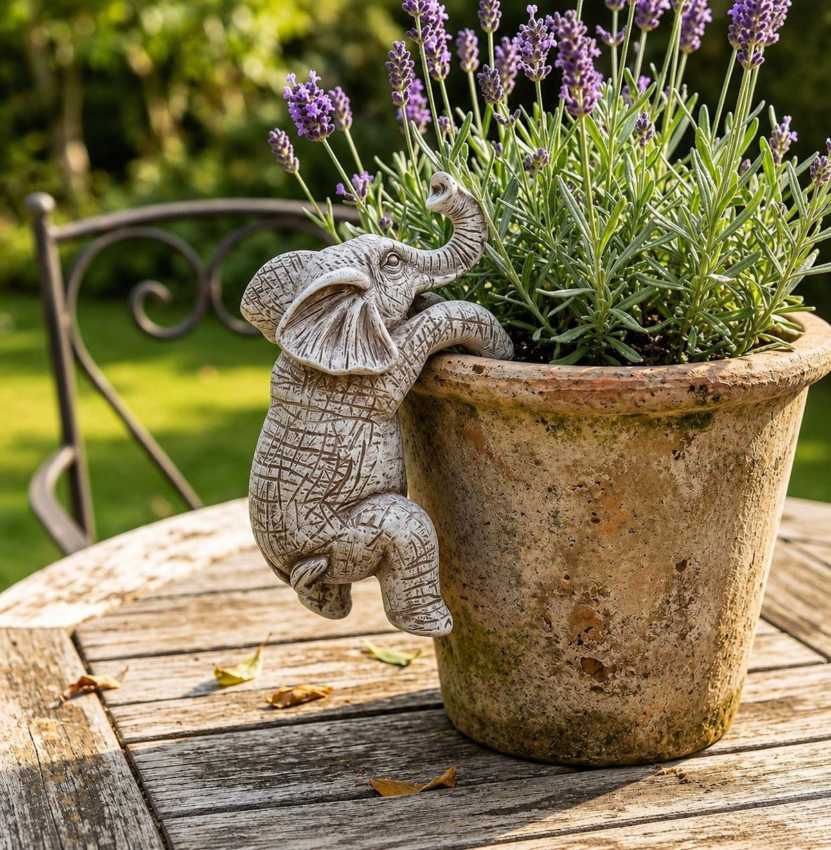 Elephant Planter Pot, Garden Statue Decor, Animal Flower Pot, Outdoor Patio Ornament, Whimsical Yard Accent, Nature Lover Gift