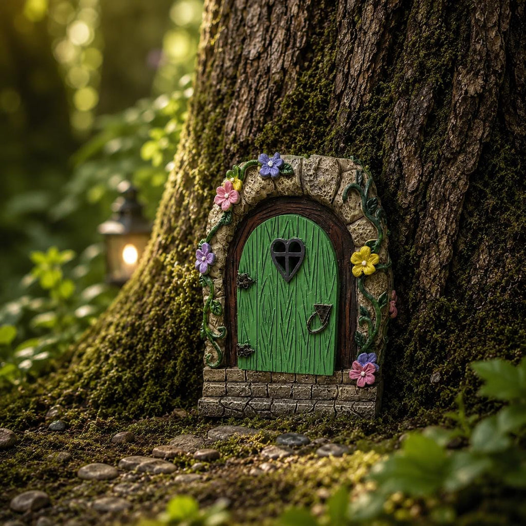 Solar Fairy Door Garden Light, Enchanted Tree Door Decor, Fairy Garden Ornament, Woodland Outdoor Light, Magical Garden Gift, Garden Decor