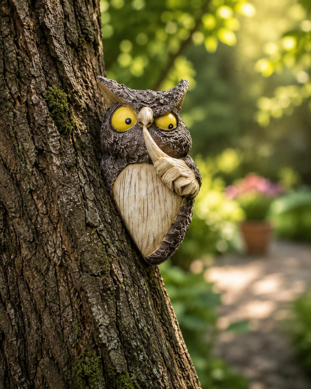 Peeking Owl Tree Decor, Resin Owl Tree Hugger, Woodland Garden Ornament, Outdoor Tree Trunk Decoration, Owl Yard Art Gift, Garden Decoration