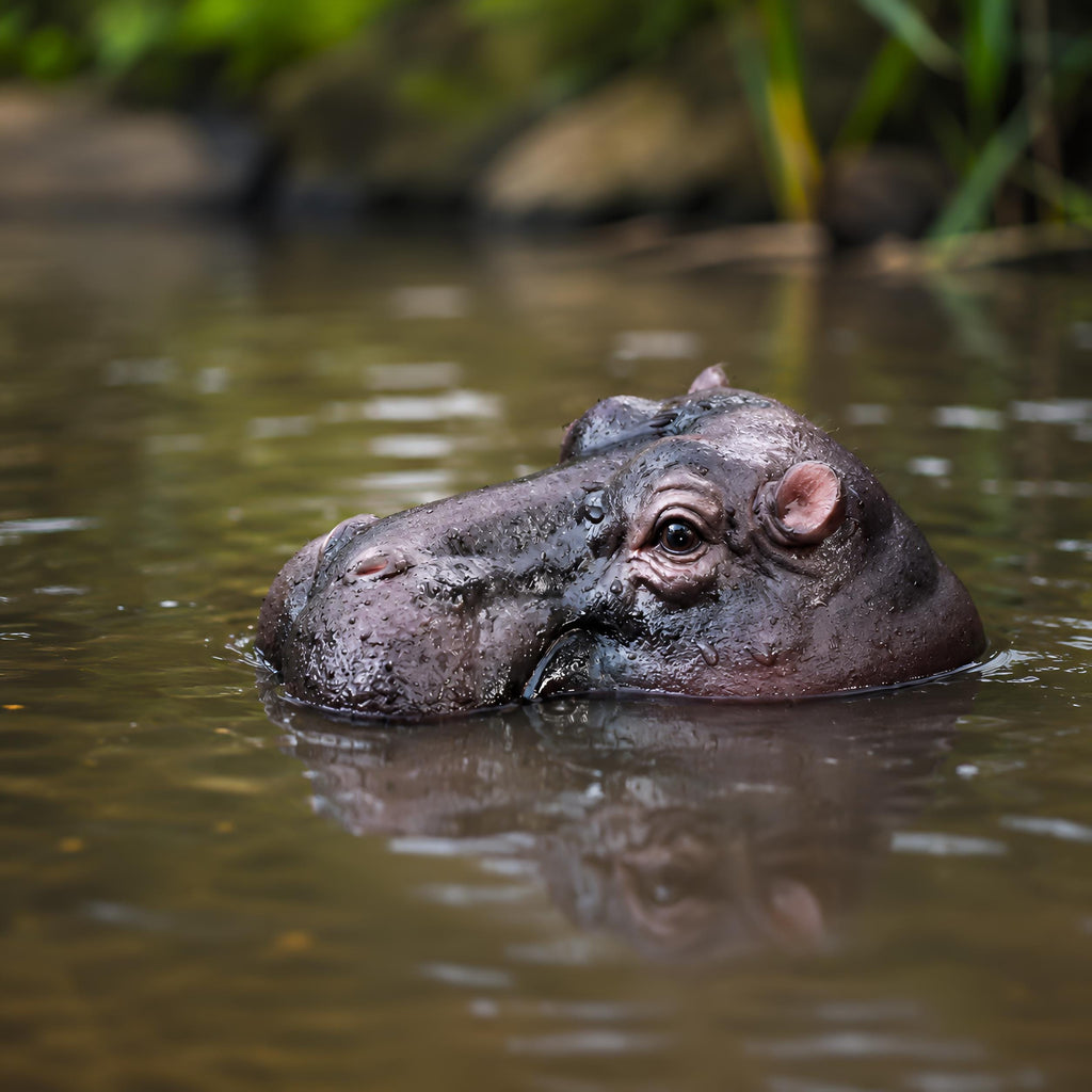 Hippopotamus Statue, Realistic Hippo Figurine Wildlife Decor, Animal Sculpture, Safari Home Accent, Jungle Garden Ornament Animal Lover Gift