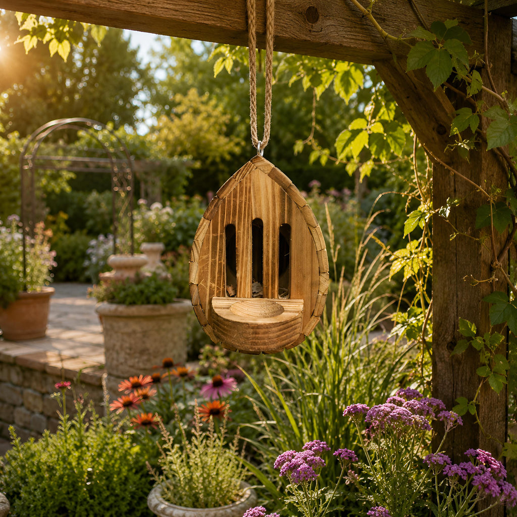 Hanging Wooden Butterfly Shelter, Rustic Butterfly Habitat, Outdoor Garden Insect House, Pollinator Friendly Yard Decor Gift, Garden Decor