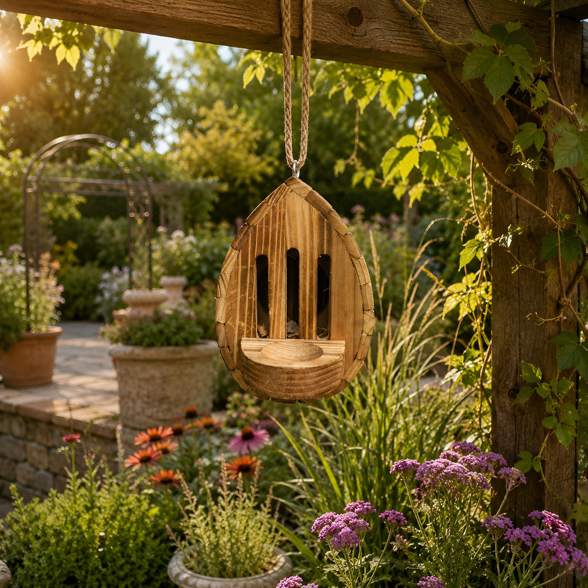 Hanging Wooden Butterfly Shelter, Rustic Butterfly Habitat, Outdoor Garden Insect House, Pollinator Friendly Yard Decor Gift, Garden Decor