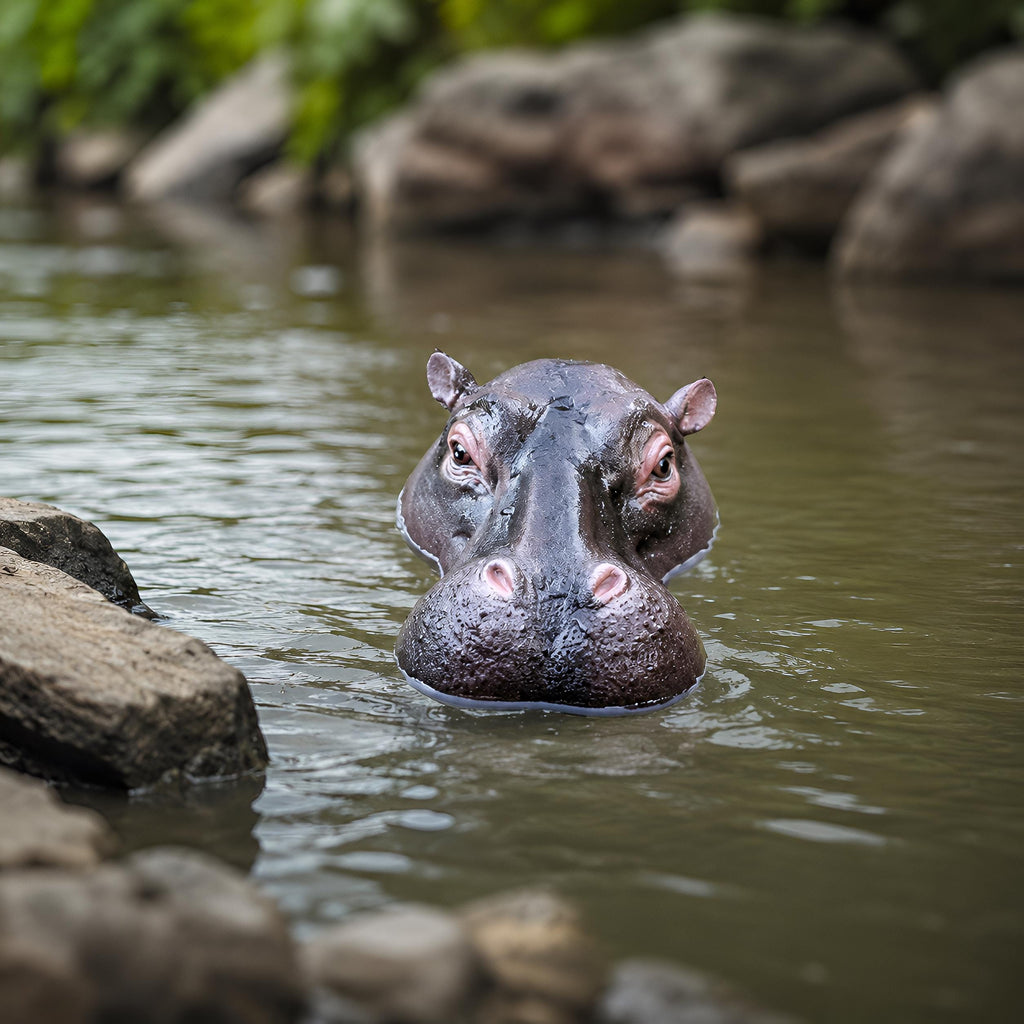 Hippopotamus Statue, Realistic Hippo Figurine Wildlife Decor, Animal Sculpture, Safari Home Accent, Jungle Garden Ornament Animal Lover Gift