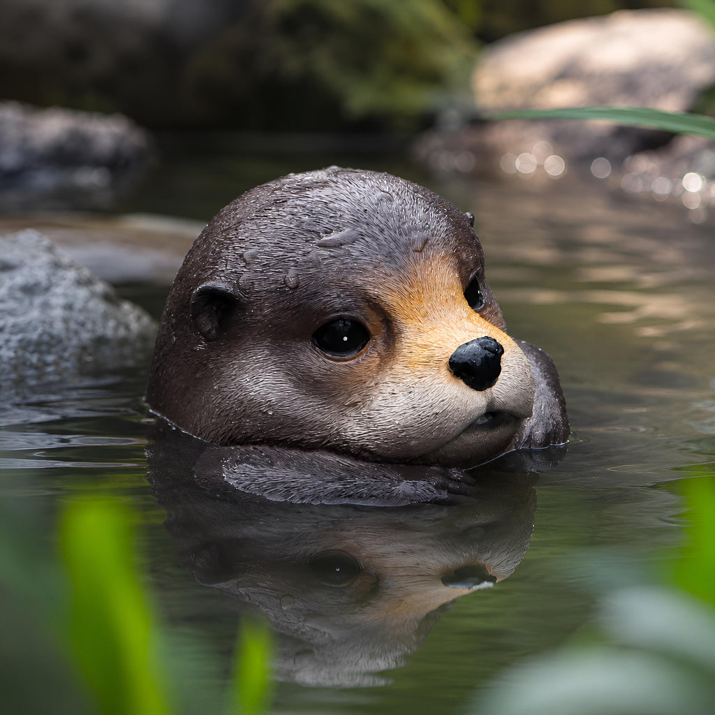 Sea Otter Decor, Otter Figurine, Otter Statue, Otter Sculpture, Sea Otter Gift, Otter Lover Gift, Pond Decoration, Resin Wildlife Sculpture