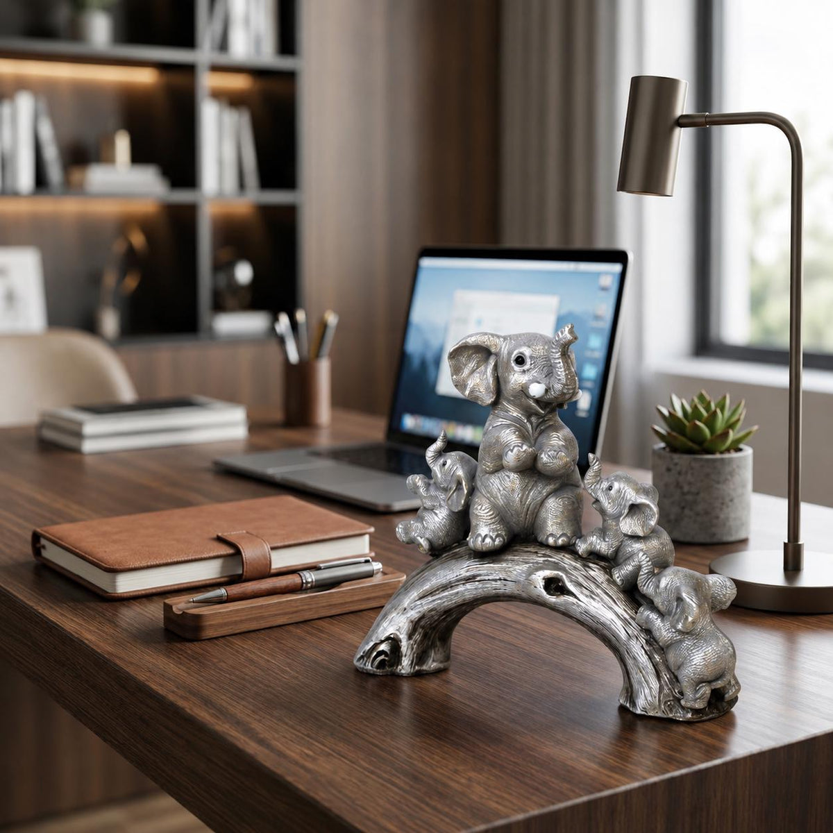 Gold Animal Sculpture Arch Decor, Luxury Desk Ornament, Vintage Style Figurine, Elegant Office Shelf Accent, Unique Gift.
