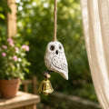 Wooden Owl Wind Chime, Handmade Hanging Owl Bell Ornament, Rustic Garden Decor, Outdoor Porch Chime, Bird Lover Gift, Hanging Ornament Gift