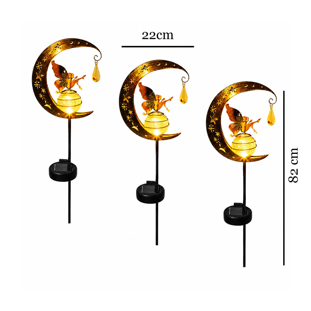 Solar Fairy Moon Garden Stake Light, Outdoor LED Crescent Moon Decor, Waterproof Fairy Pathway Light, Celestial Yard Ornament, Garden Decor