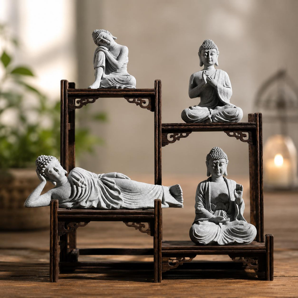 Reclining Buddha Statue, Zen Garden Sculpture, Meditation Decor, Peaceful Figurine, Buddhist Accent, Spiritual Home Ornament, Yoga Gift.