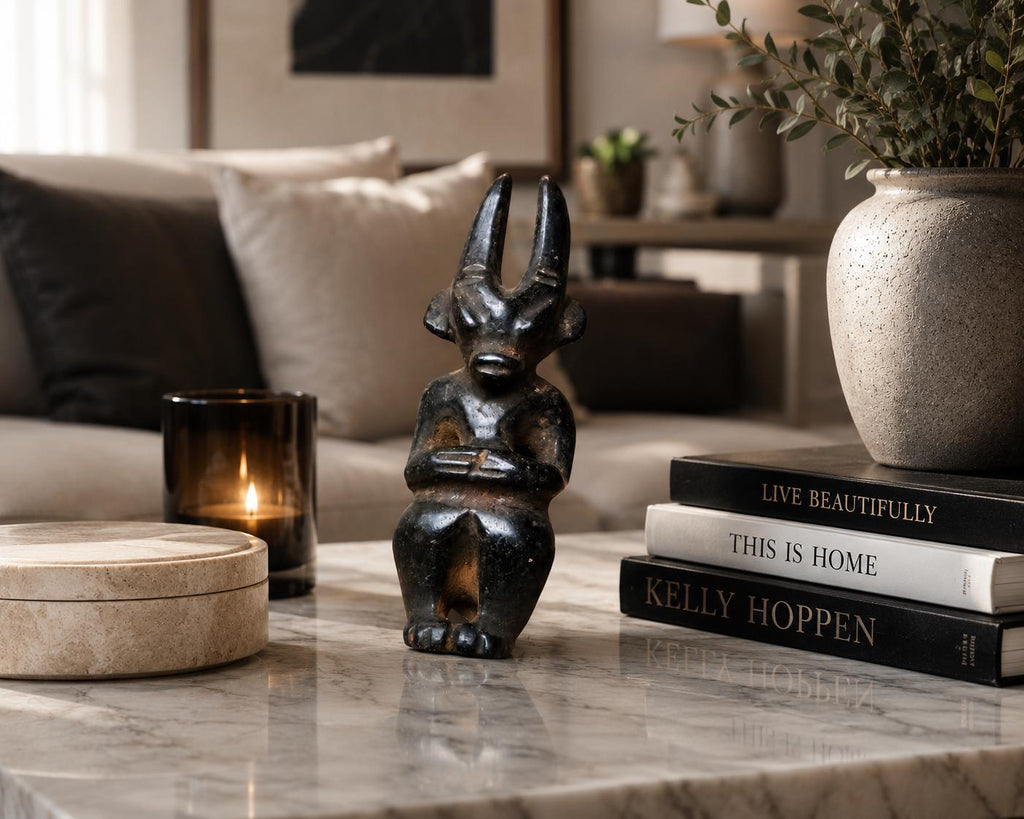 Tribal Mask Statue, African Art Sculpture, Black Figurine, Ethnic Home Decor, Cultural Display, Boho Office Accent, Collector Gift
