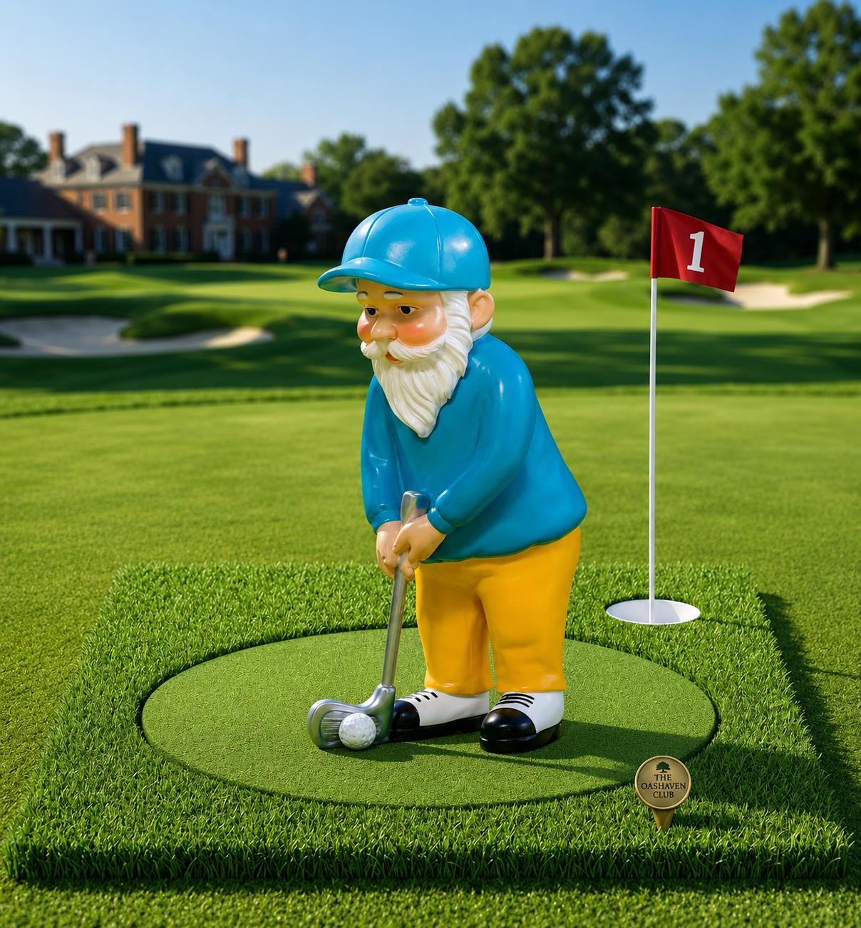 Golf Gnome Statue, Garden Decor, Golfer Gift, Lawn Ornament, Outdoor Figurine, Sports Lover Present, Whimsical Yard Accent, Clubhouse Decor.