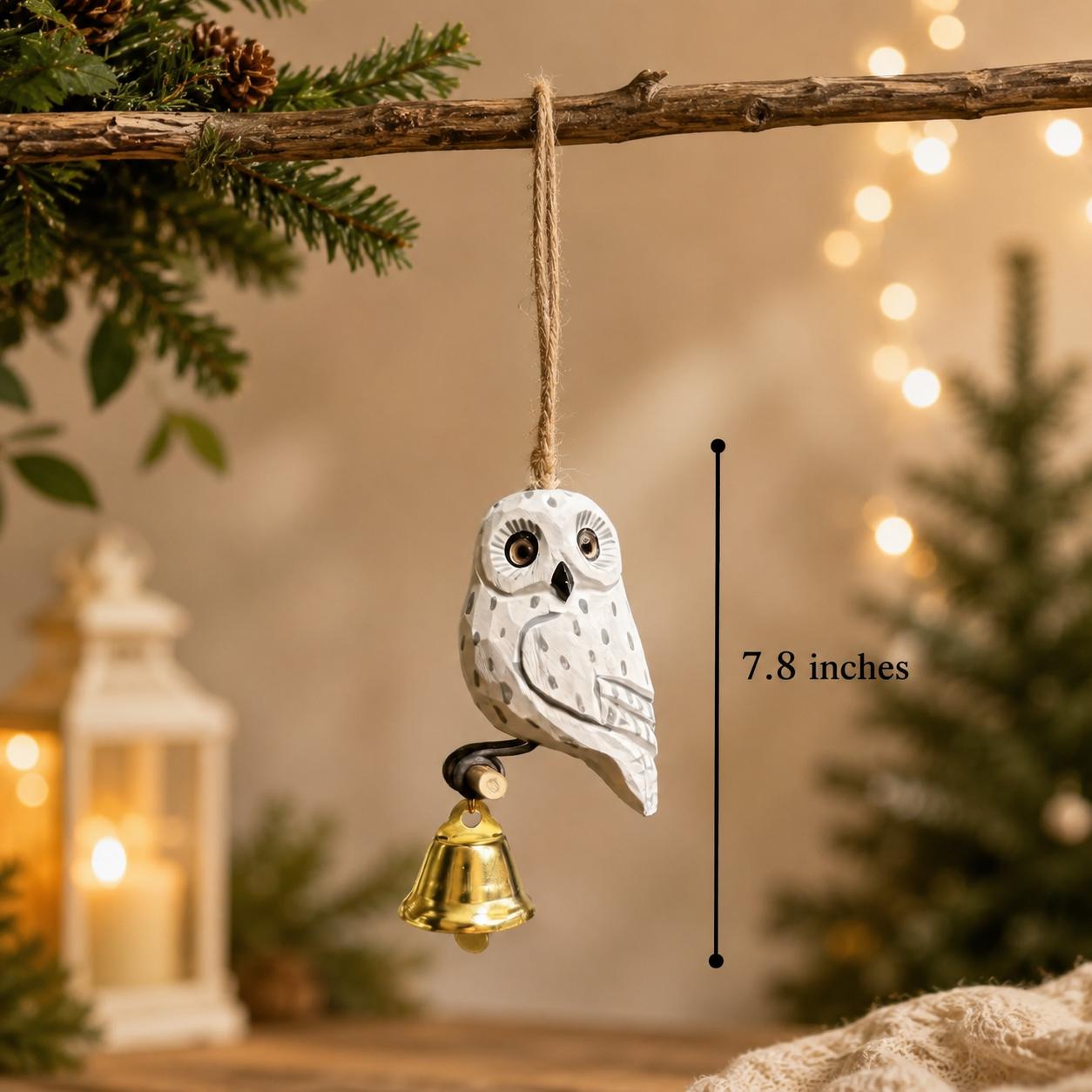 Wooden Owl Wind Chime, Handmade Hanging Owl Bell Ornament, Rustic Garden Decor, Outdoor Porch Chime, Bird Lover Gift, Hanging Ornament Gift