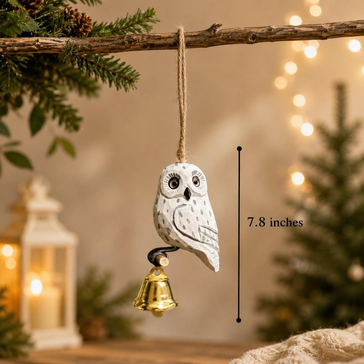 Wooden Owl Wind Chime, Handmade Hanging Owl Bell Ornament, Rustic Garden Decor, Outdoor Porch Chime, Bird Lover Gift, Hanging Ornament Gift