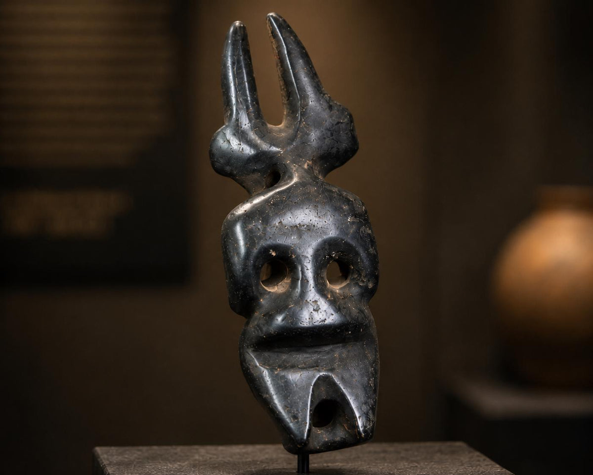 Tribal Mask Statue, African Art Sculpture, Black Figurine, Ethnic Home Decor, Cultural Display, Boho Office Accent, Collector Gift