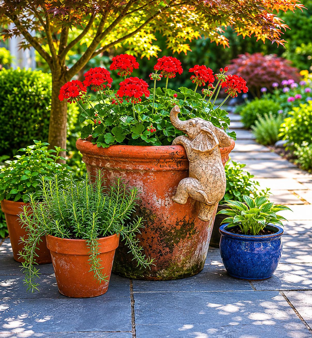 Elephant Planter Pot, Garden Statue Decor, Animal Flower Pot, Outdoor Patio Ornament, Whimsical Yard Accent, Nature Lover Gift