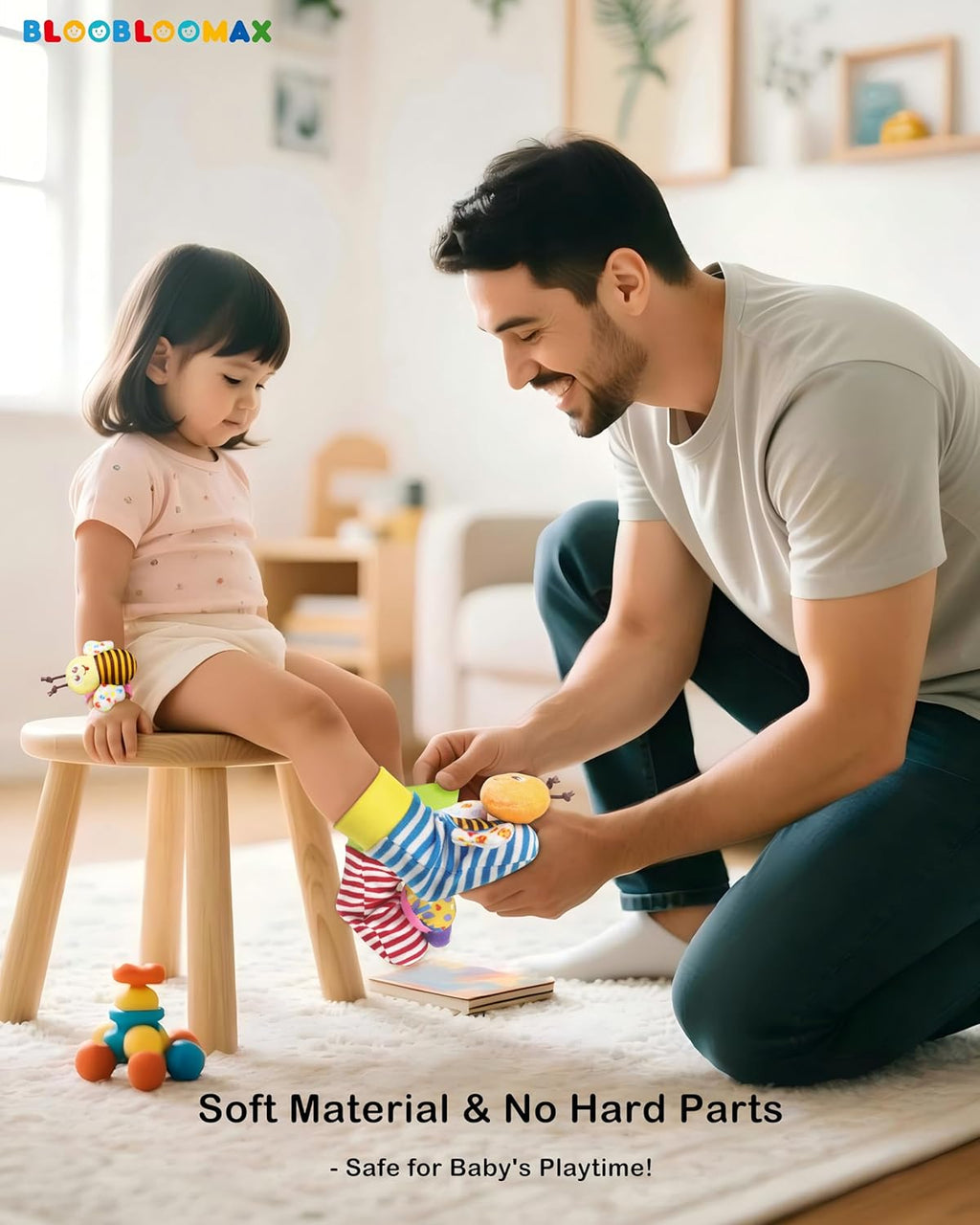 Wrist Rattle Socks and Foot Finder, Baby Toys for 0-12 Months