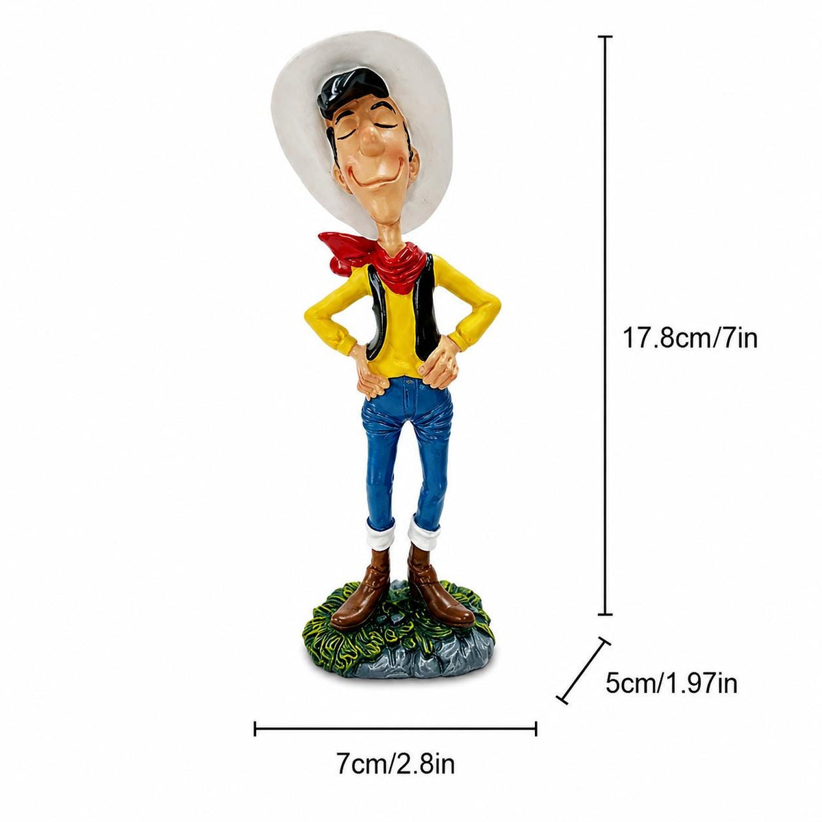 Cowboy Figurine Lucky Luke Statue, Cartoon Cowboy Western Decor, Rustic Home Bookshelf Desk Collectible Figure Gift.