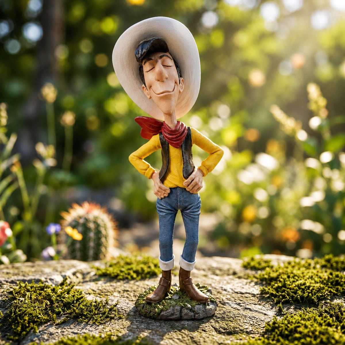 Cowboy Figurine Lucky Luke Statue, Cartoon Cowboy Western Decor, Rustic Home Bookshelf Desk Collectible Figure Gift.